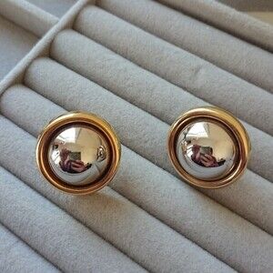 Napier silver & gold Tone High Domed clip on Earrings